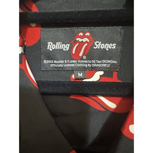 Vintage Y2K 2002 Rolling Stones Dragonfly Tongue Logo Button Up Black/Red Men - Picture 7 of 8